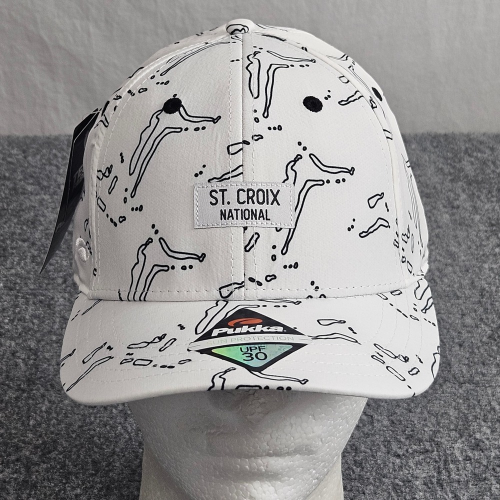 St Croix National Golf Club Hat Mens White Pukka Topo‎ Map Somerset WI Snapback